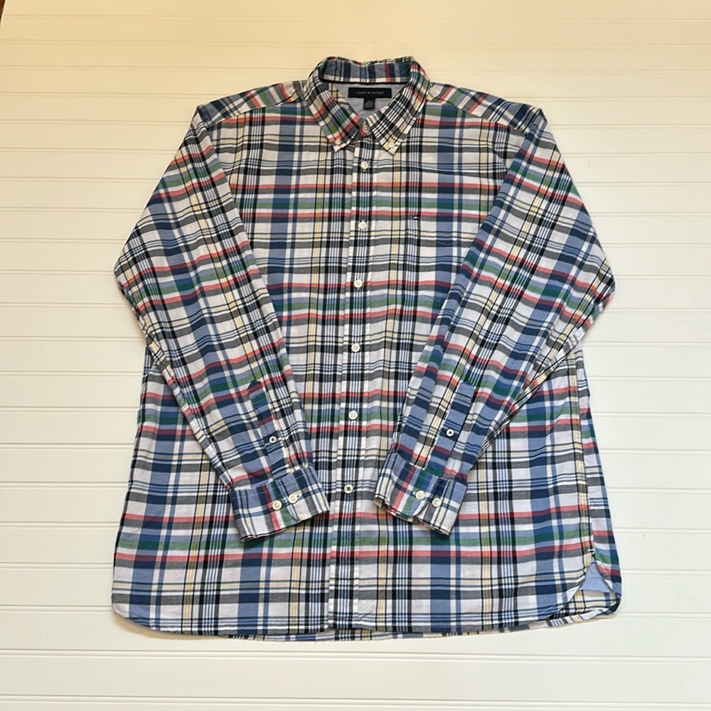 Tommy Hilfiger Multicolored Plaid Button Down Mens Extra Large